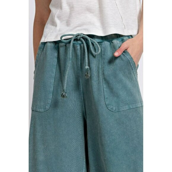 Stay Comfy Wide Leg Comfy Pants in Teal Green - Picture 4 of 6